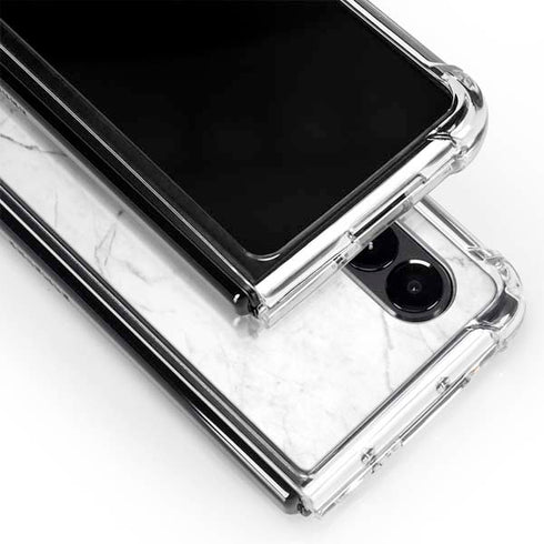 White Marble Galaxy Z Fold4 5G Clear Case